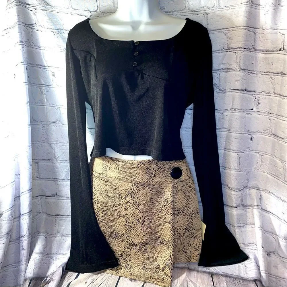 NEW! PRINCESS POLLY AMBERS LONG SLEEVE TOP BLACK-SIZE 12